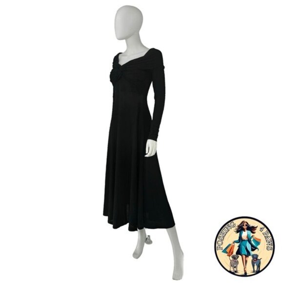 Moon River NEW Black Off the Shoulder Long Sleeve Jersey Knit Maxi Dress Size M - Picture 6 of 11